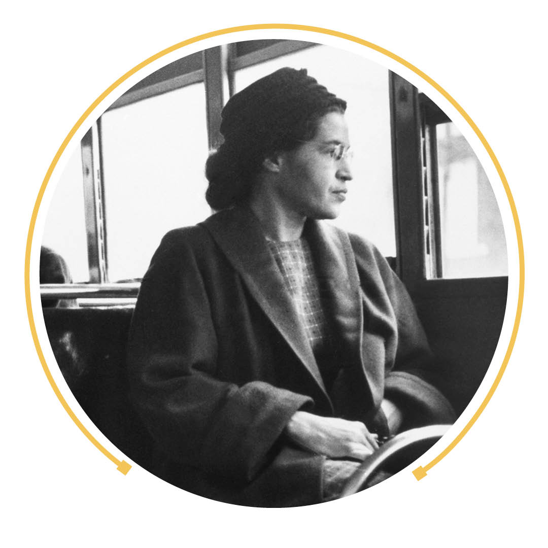 Rosa Parks sitting on a bus
