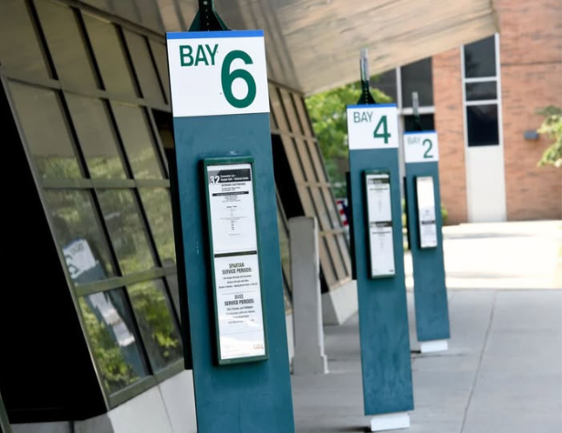 Bay signs in front of CATA's MSU Transportation Center