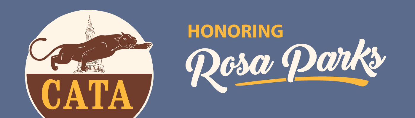 Vintage CATA logo and text reading Honoring Rosa Parks