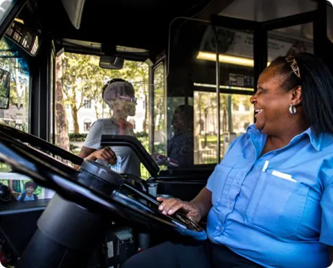 A woman on driver seat