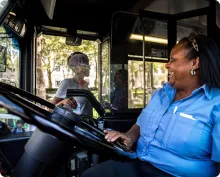 A woman on driver seat