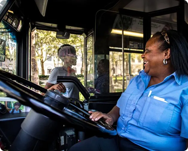 A woman on driver seat